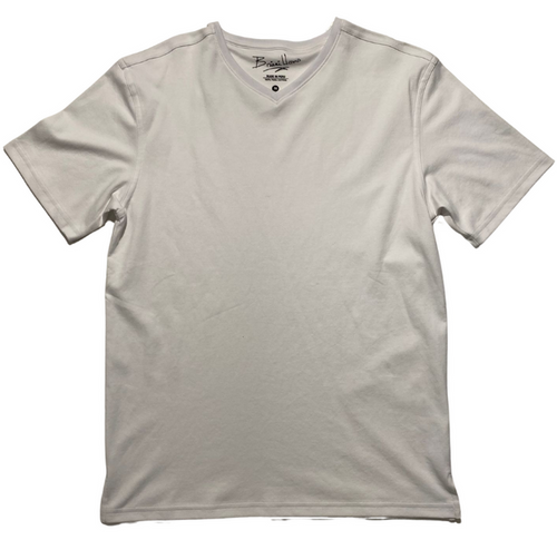 Briani Uomo Mens White Short Sleeve 100% Pima Cotton V-Neck T-Shirt
