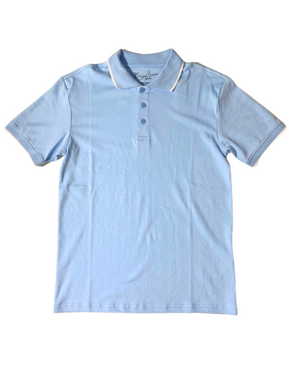 Briani Uomo Solid Sky Blue 100% Pima Cotton Short Sleeve Polo Casual Shirt