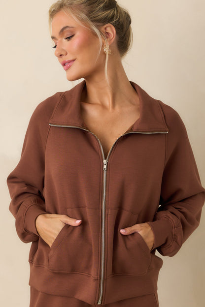 Running Errands Brown Zip Up Jacket