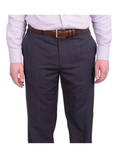 Calvin Klein PANTS Calvin Klein Straight Fit Blue With Gray Windowpane Overcheck Dress Pants