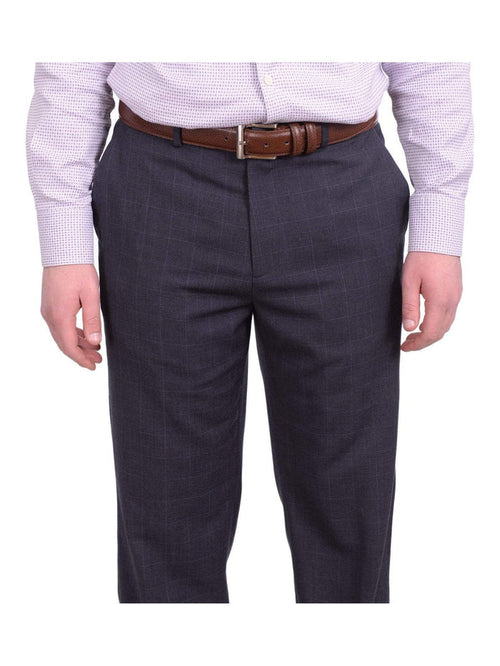Calvin Klein PANTS Calvin Klein Straight Fit Blue With Gray Windowpane Overcheck Dress Pants