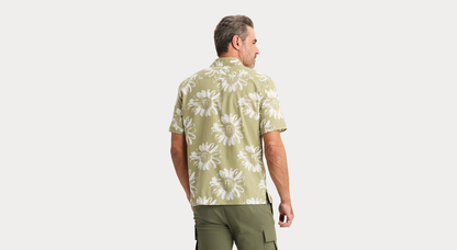 View of model wearing Solros Camp Collar Shirt, Regular Fit.