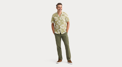 View of model wearing Solros Camp Collar Shirt, Regular Fit.