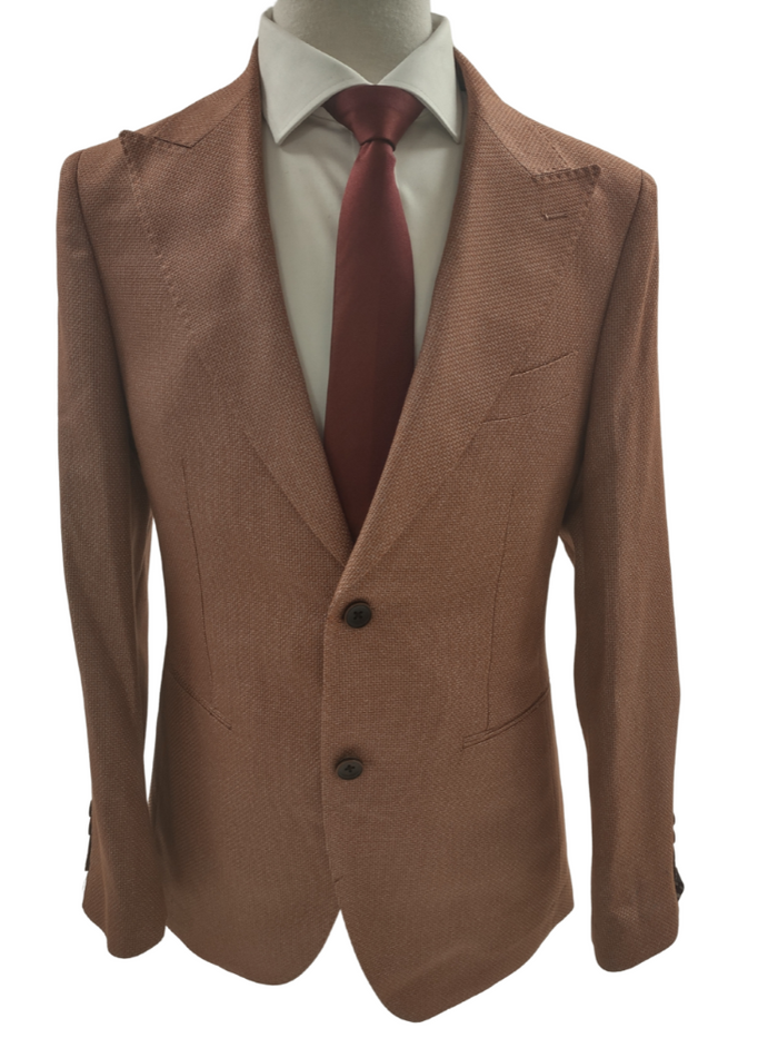 Canuti By Steven Land Mens Orange Textured 2 Button Blazer Sportcoat
