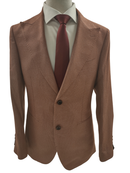Canuti By Steven Land Mens Orange Textured 2 Button Blazer Sportcoat