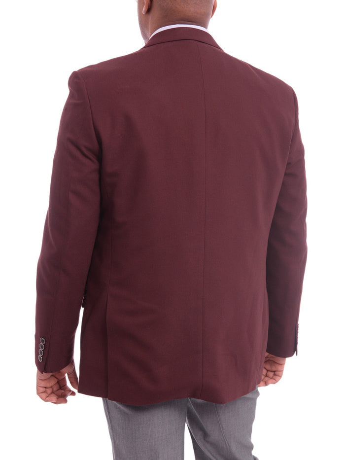 Caravelli BLAZERS Caravelli Classic Fit Hopsack Weave Burgundy Two Button Stretch Blazer Sportcoat