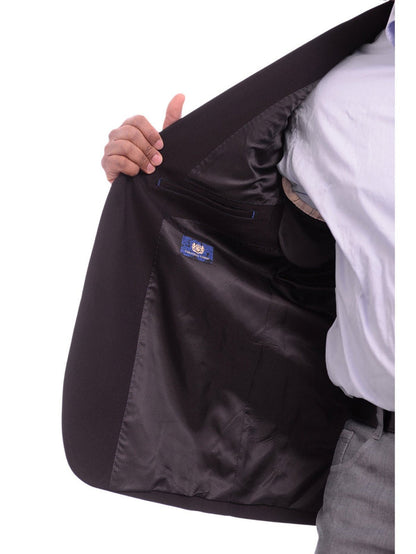 Caravelli BLAZERS Caravelli Classic Fit Solid Black Hopsack Weave Stretch Blazer Sportcoat