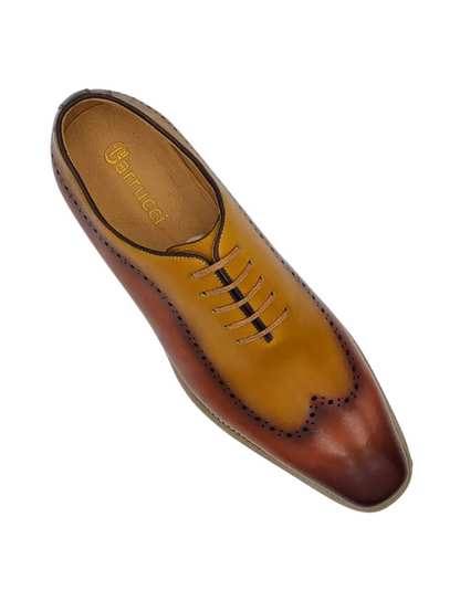 Carrucci Mens Brown/Tan Two Tone Lace-up Oxford Leather Dress Shoes