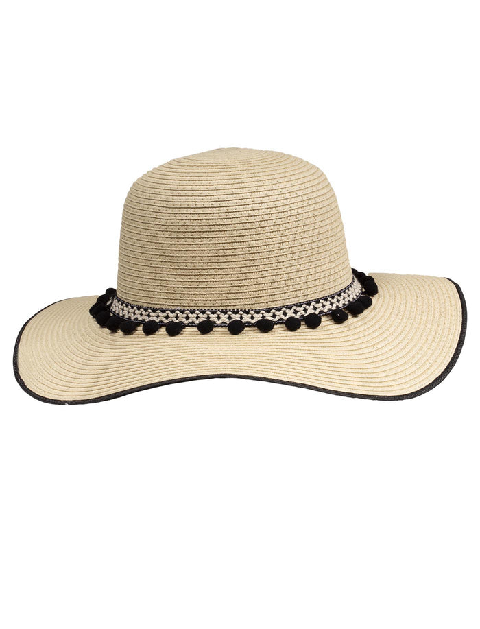 Chapeau Femme Capeline pompons noirs