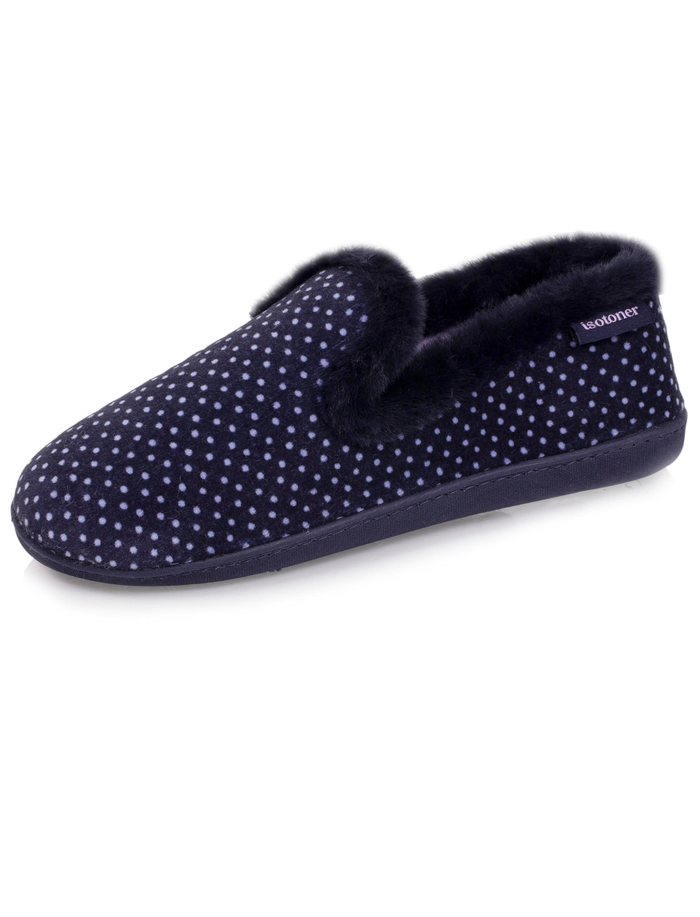 Chaussons charentaises Femme pois Marine