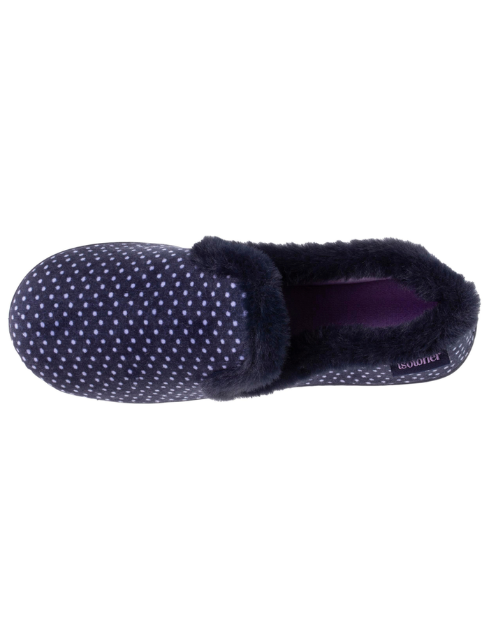 Chaussons charentaises Femme pois Marine