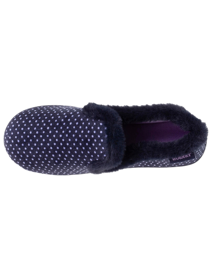 Chaussons charentaises Femme pois Marine