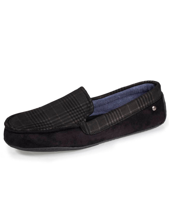 Chaussons mocassins Homme Noir tartan