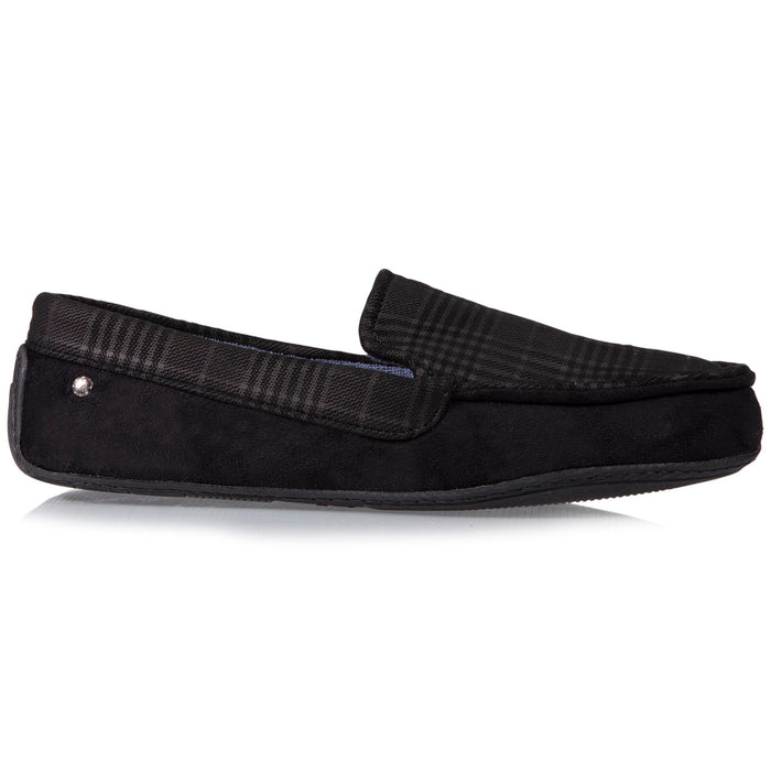 Chaussons mocassins Homme Noir tartan