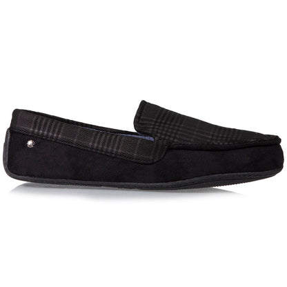 Chaussons mocassins Homme Noir tartan