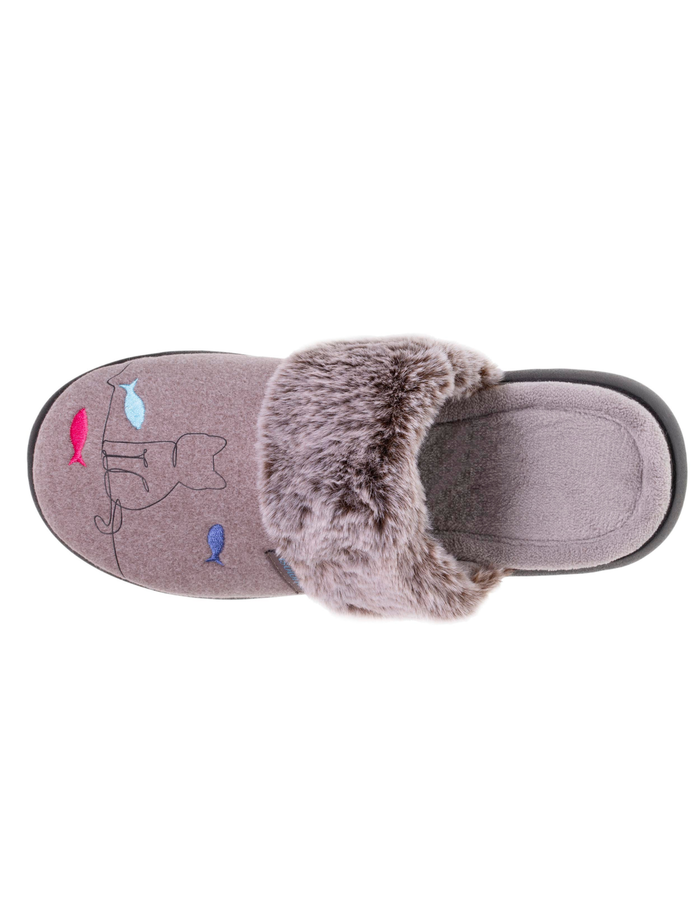 Chaussons mules Femme chat Taupe