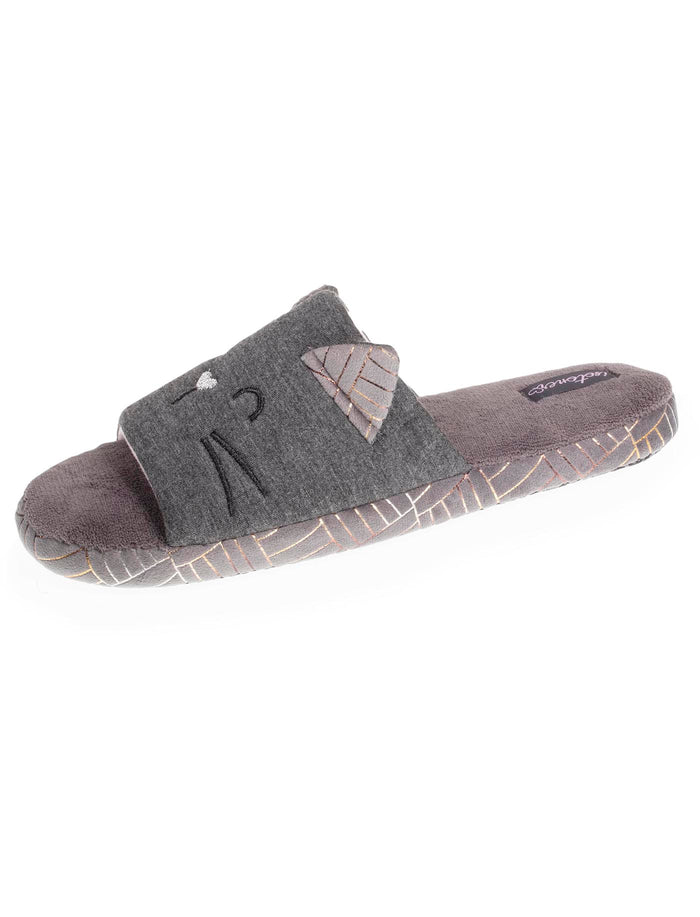 Chaussons sandales Femme 3D Gris chiné foncé