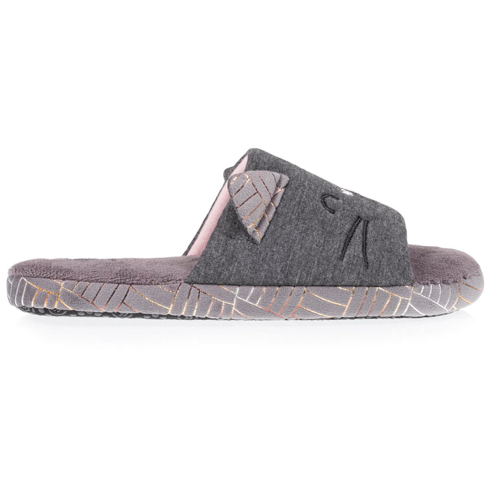 Chaussons sandales Femme 3D Gris chiné foncé