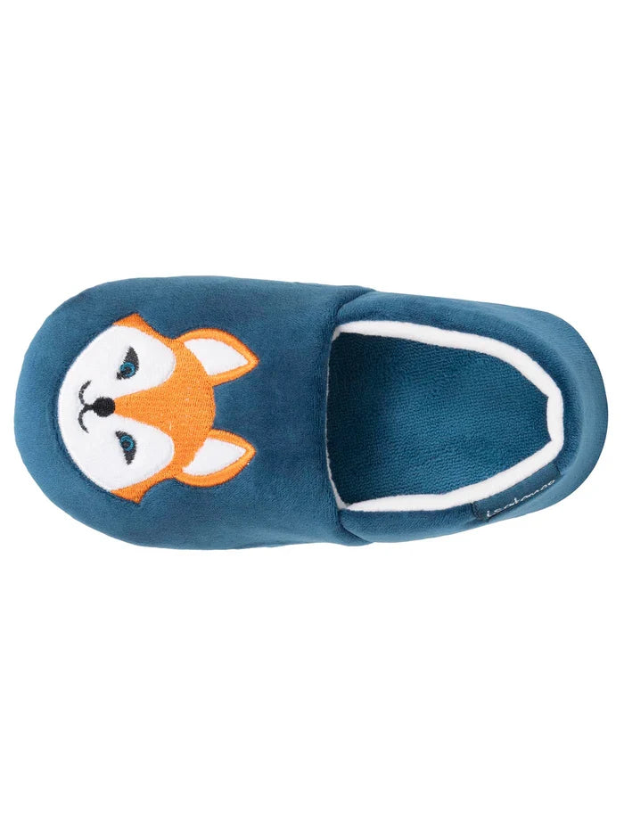 Chaussons Slippers Enfant velours renard Bleu