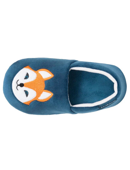 Chaussons Slippers Enfant velours renard Bleu