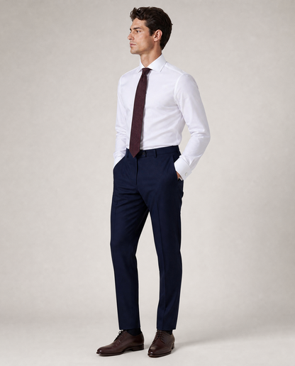 Christopher Morris Mens Solid White Slim Fit Spread Collar Non Iron Cotton Dress Shirt - The Suit Depot