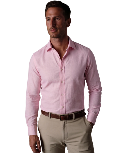 Christopher Morris Solid Pink Classic Fit Spread Collar Non-Iron Barrel Cuff Cotton Dress Shirt