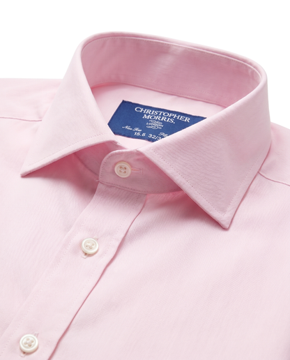 Christopher Morris Solid Pink Slim Fit Spread Collar Non-Iron Barrel Cuff Cotton Dress Shirt