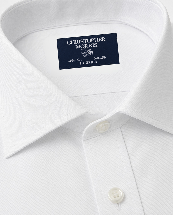 Christopher Morris Solid White Slim Fit Cotton Spread Collar Non-Iron French Cuff Dress Shirt - The Suit Depot