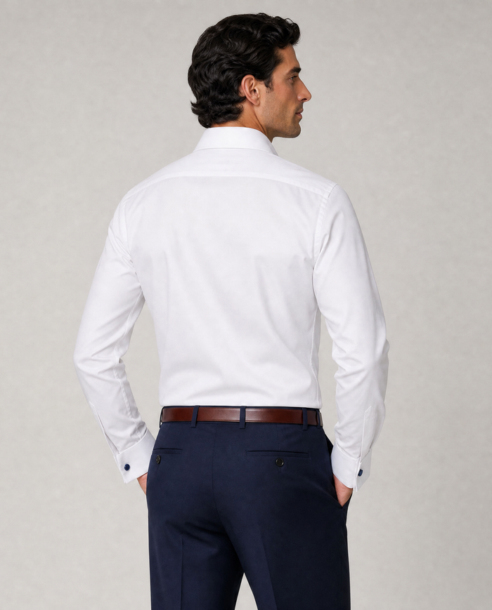 Christopher Morris Solid White Slim Fit Cotton Spread Collar Non-Iron French Cuff Dress Shirt - The Suit Depot