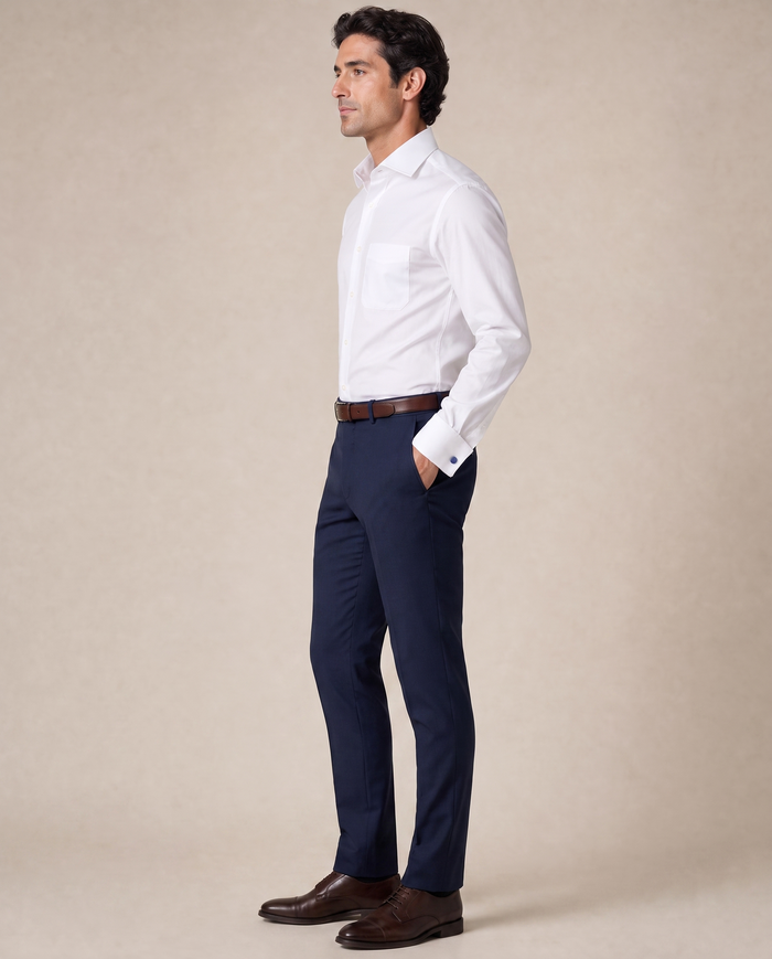 Christopher Morris Solid White Slim Fit Cotton Spread Collar Non-Iron French Cuff Dress Shirt - The Suit Depot