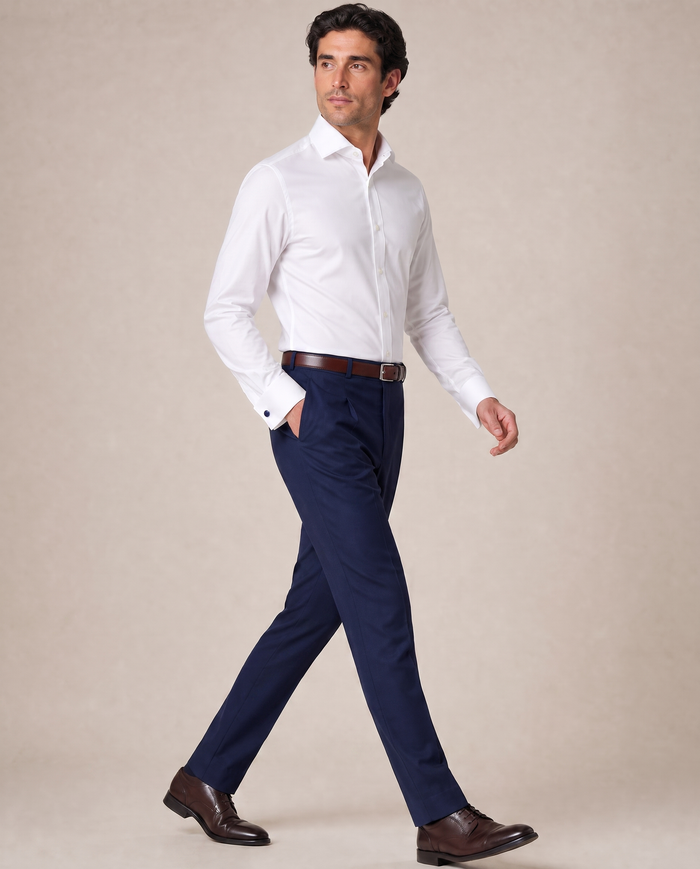 Christopher Morris Solid White Slim Fit Cotton Spread Collar Non-Iron French Cuff Dress Shirt - The Suit Depot
