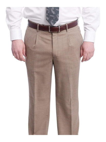 Arthur Black PANTS Arthur Black Classic Fit Light Brown Birdseye Single Pleated Wool Dress Pants