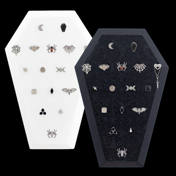 Coffin Shaped Display w/ Titanium Threadless Ends - Khrysos Jewelry