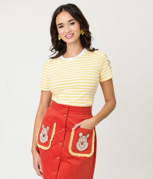 Disney Winnie the Pooh Collection by Unique Vintage Yellow Stripe Back to Basics Top