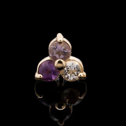 Yellow Gold / 3.5mm / Dark Amethyst/Pink Amethyst/White Topaz