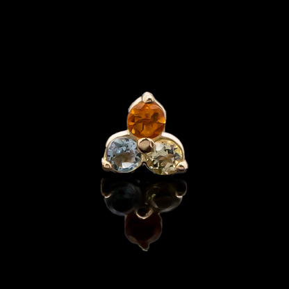 Yellow Gold / 3.5mm / Blue Topaz/Citrine/Peridot