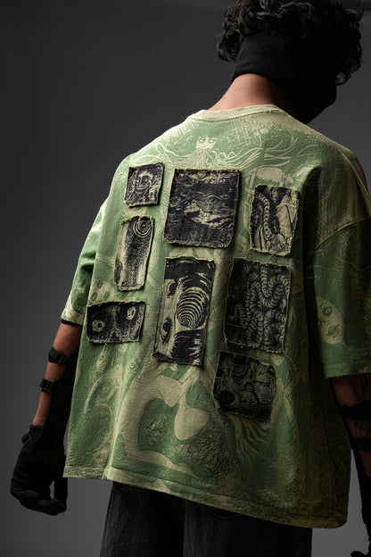 Elements Of Horror Heavy Patchworked Washed Tshirt