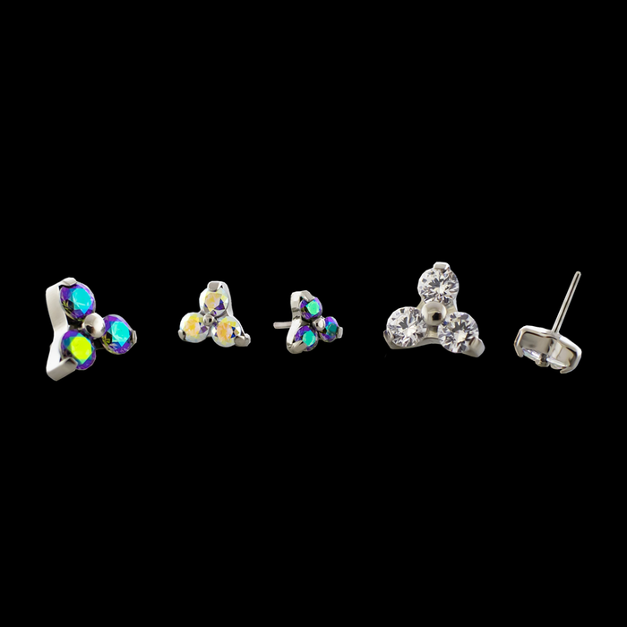 Ellie – Threadless Trinity Gem End - Khrysos Jewelry