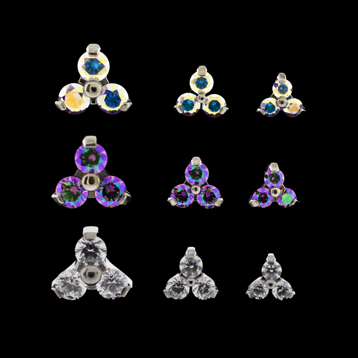 Ellie – Threadless Trinity Gem End - Khrysos Jewelry