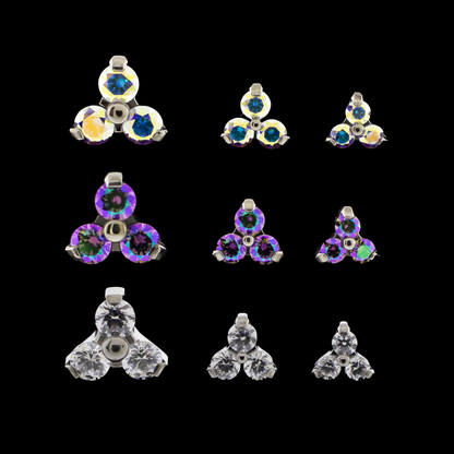 Ellie – Threadless Trinity Gem End - Khrysos Jewelry