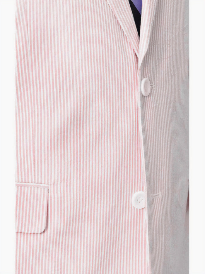 Emigre Classic Fit Pink Striped Two Button Cotton Seersucker Suit - The Suit Depot