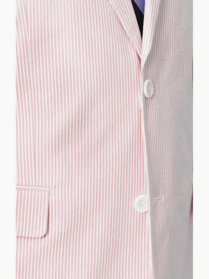 Emigre Classic Fit Pink Striped Two Button Cotton Seersucker Suit - The Suit Depot