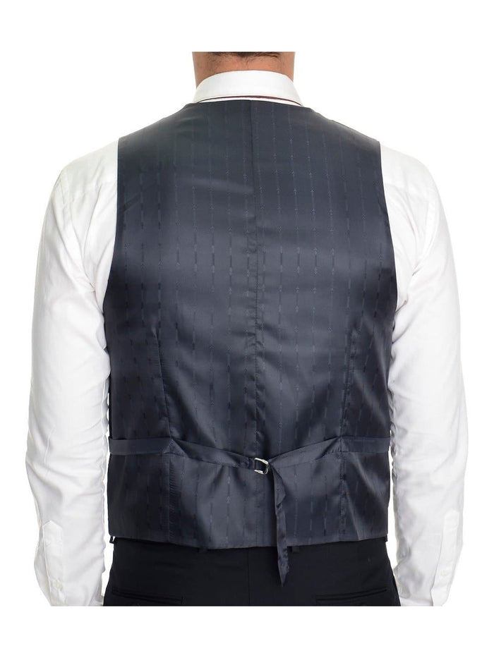 Emigre Extra Slim Fit Solid Navy Blue Three Piece Suit With Ticket Pocket - The Suit Depot