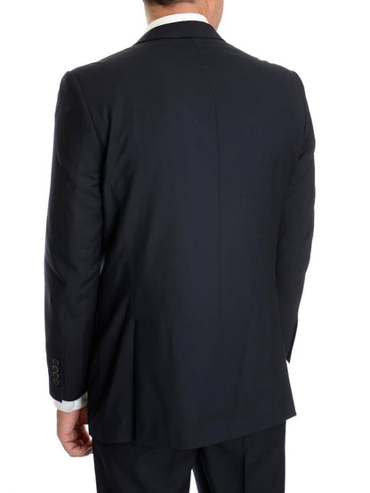 Emigre Extra Slim Fit Solid Navy Blue Three Piece Suit With Ticket Pocket - The Suit Depot