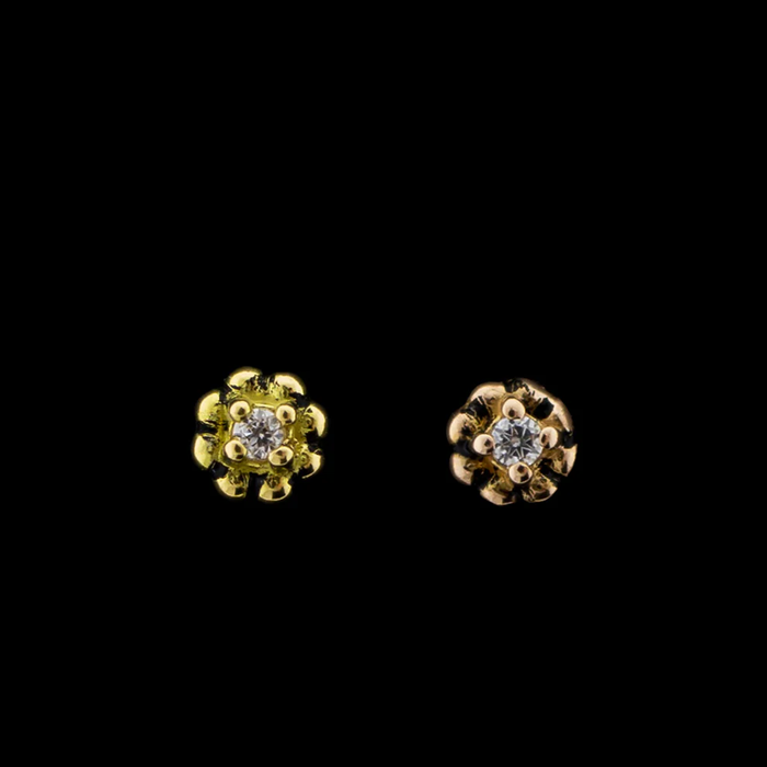 Evie - 14KT Gold Threadless End - Khrysos Jewelry