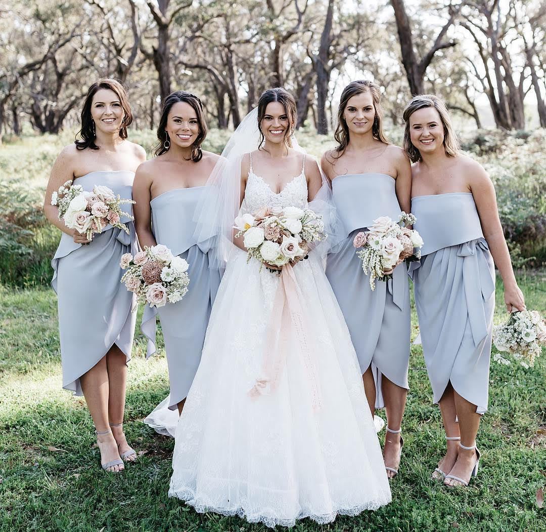 Fleur Silver Dress | Women's Strapless Midi Dress