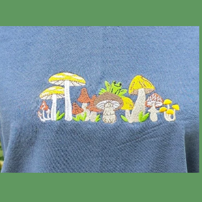 Frog on a Mushroom Embroidered Tee