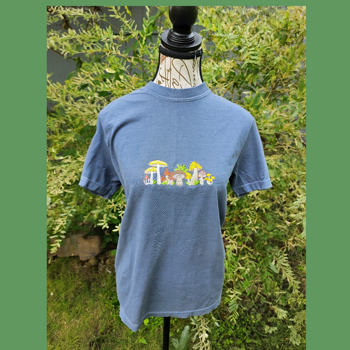 Frog on a Mushroom Embroidered Tee