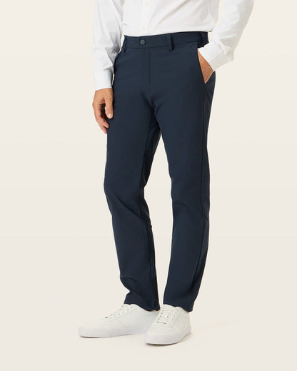 Back view of model wearing Navy Blazer Go Chino, Slim Fit with Airweave.