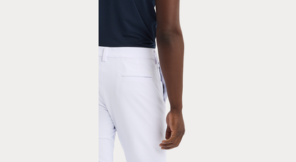 View of model wearing Lucent White Go Chino, Slim Fit with Airweave.